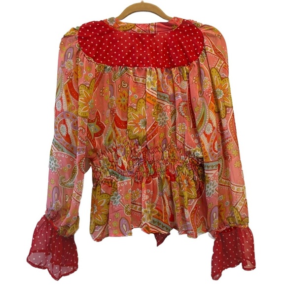 Blouse by ANTILIA FEMME beautiful bright pattern long sleeved shirt so unique! - Picture 3 of 7